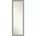 17" x 51" Elegant Brushed Framed On the Door Mirror Pewter - Amanti Art: Polystyrene Frame, Includes Mounting Hardware