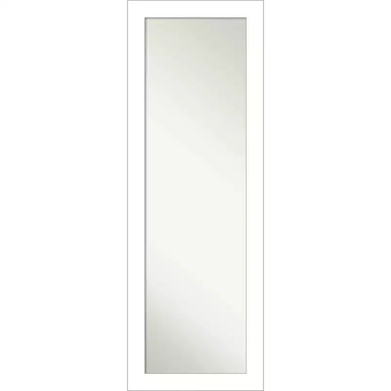 Amanti Art 18"x52" Wedge Framed On the Door Mirror White: Modern Polystyrene Frame, No Assembly Required