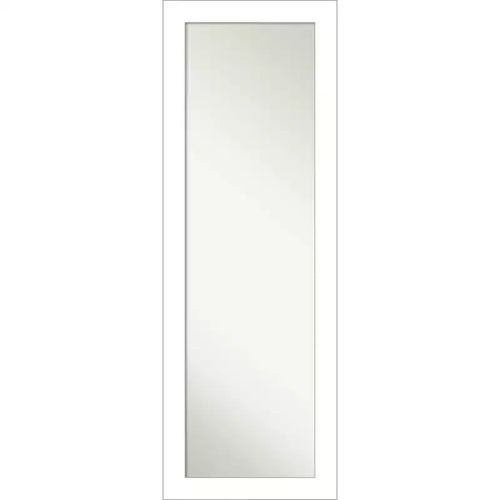 Amanti Art 18"x52" Wedge Framed On the Door Mirror White: Modern Polystyrene Frame, No Assembly Required