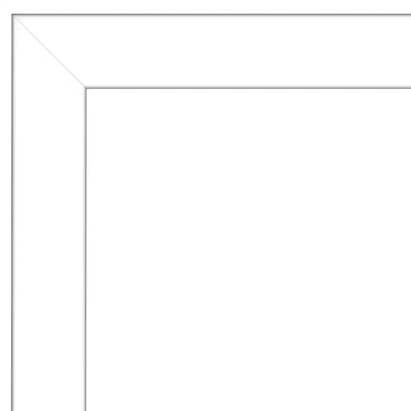 18"x52" Wedge Framed On the Door Mirror White: Modern Polystyrene Frame, No Assembly Required