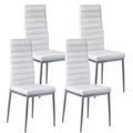 VEVOR Modern Dining Room Accent Chairs Set of 4,Upholstered Leather Side Chair for Dining Tables,Table Chair with Thick Cushions and Metal Legs,White