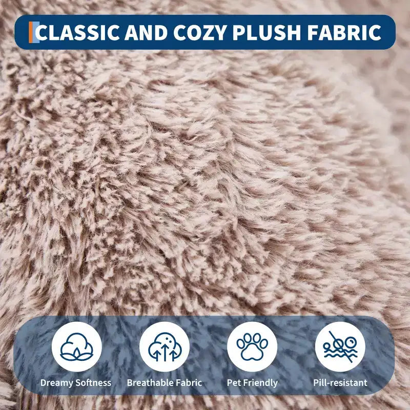 67x43x8 Human Dog Bed for Adult and Pets, No Assembly Required, Washable Fluffy Faux Fur, Orthopedic Dog Bed with Plump Pillow, Side Pocket