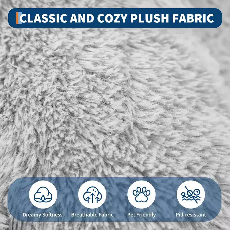 67x43x8 Human Dog Bed for Adult and Pets, No Assembly Required, Washable Fluffy Faux Fur, Orthopedic Dog Bed with Plump Pillow, Side Pocket