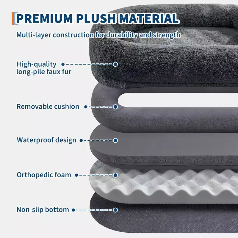 Lit pour humain et animaux de compagnie 67x43x8, aucun assemblage requis, fausse fourrure moelleuse lavable, lit orthopédique pour chien avec oreiller moelleux, poche latérale