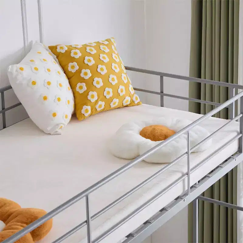 Full Loft Bed with Stairs Metal Single Loft Bunk Bed with Safety Guard Rails and 2 Side Ladder, No Spring Box Need