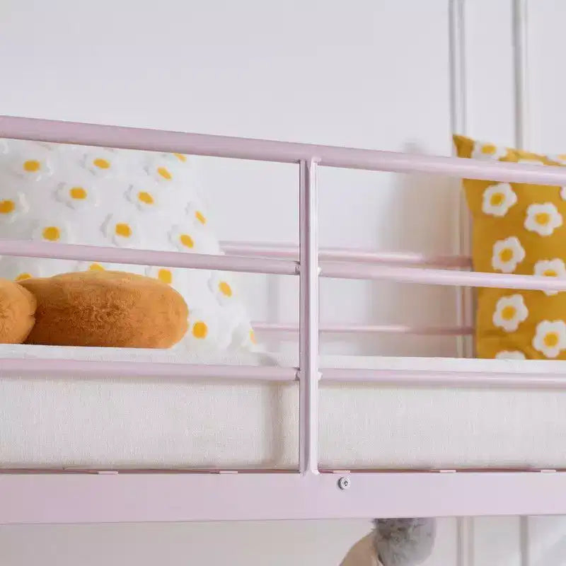 Full Loft Bed with Stairs Metal Single Loft Bunk Bed with Safety Guard Rails and 2 Side Ladder, No Spring Box Need
