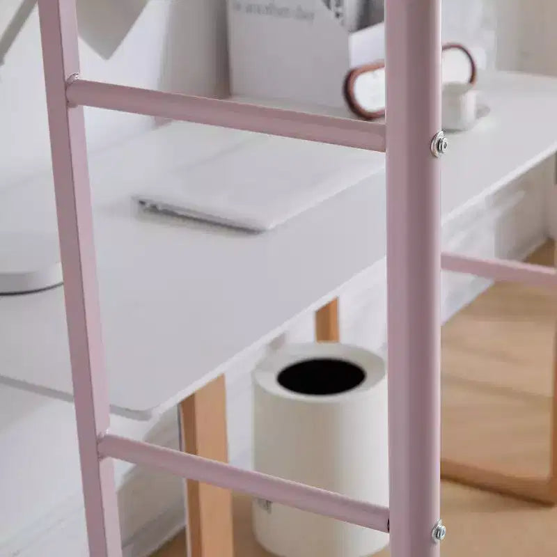 Full Loft Bed with Stairs Metal Single Loft Bunk Bed with Safety Guard Rails and 2 Side Ladder, No Spring Box Need