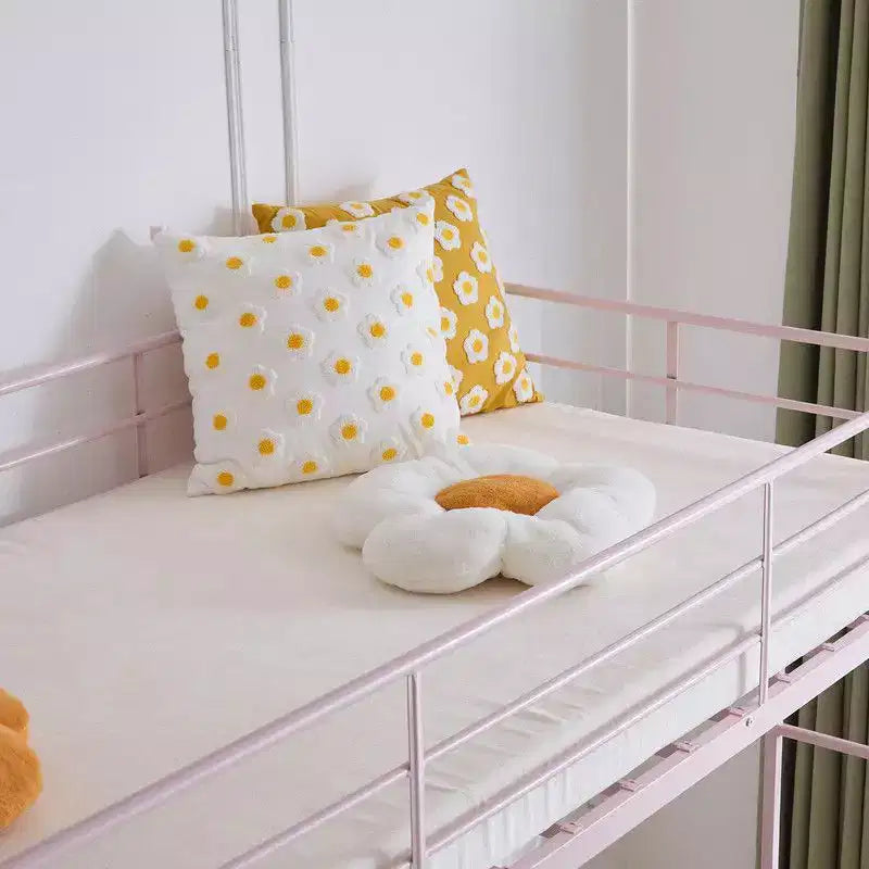 Full Loft Bed with Stairs Metal Single Loft Bunk Bed with Safety Guard Rails and 2 Side Ladder, No Spring Box Need