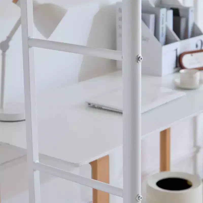 Full Loft Bed with Stairs Metal Single Loft Bunk Bed with Safety Guard Rails and 2 Side Ladder, No Spring Box Need