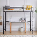 Karl Home Full Loft Bed with Stairs Metal Single Loft Bunk Bed with Safety Guard Rails and 2 Side Ladder, No Spring Box Need