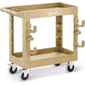 SILVEL Heavy Duty Utility Cart 600LBS Capacity 2 Shelf Plastic Service Cart with 360 Degree Swivel Wheels for Garage Warehouse Workshop