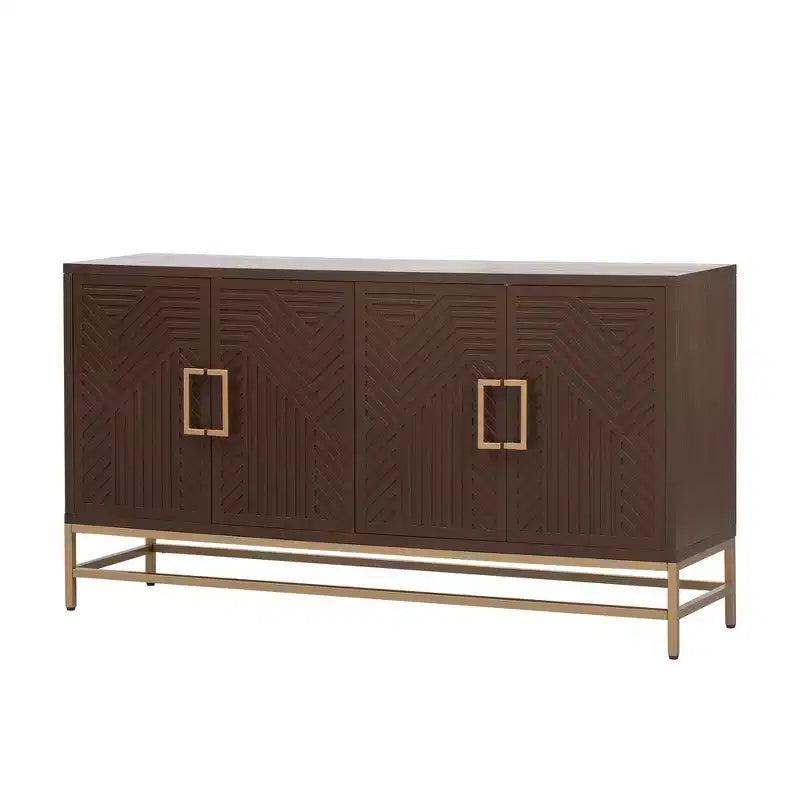 Retro-Style Storage Sideboard with Symmetrical Pattern, Stable Metal Legs & Versatile Display Top