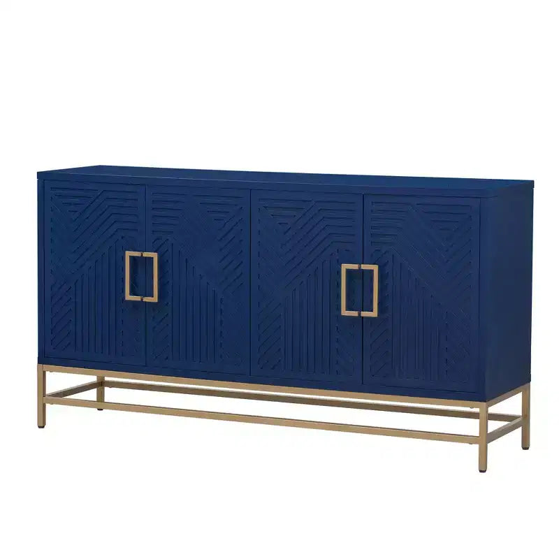 Retro-Style Storage Sideboard with Symmetrical Pattern, Stable Metal Legs & Versatile Display Top