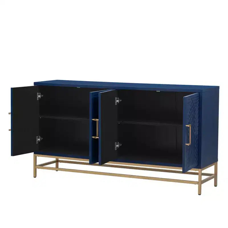 Retro-Style Storage Sideboard with Symmetrical Pattern, Stable Metal Legs & Versatile Display Top