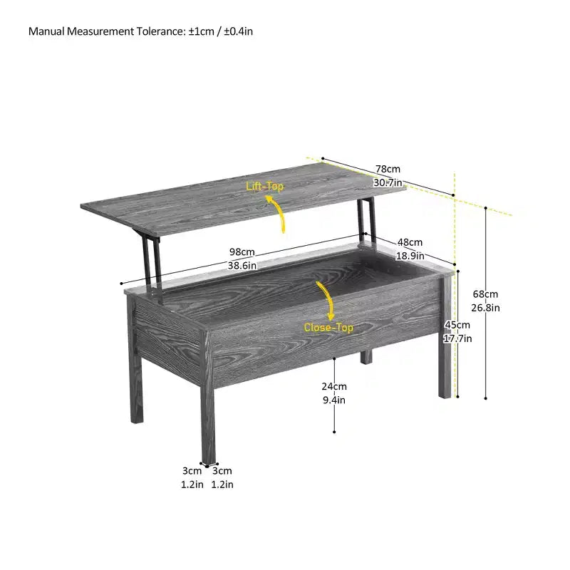 Liftable Coffee Table with Storage - Perfect for Living Room