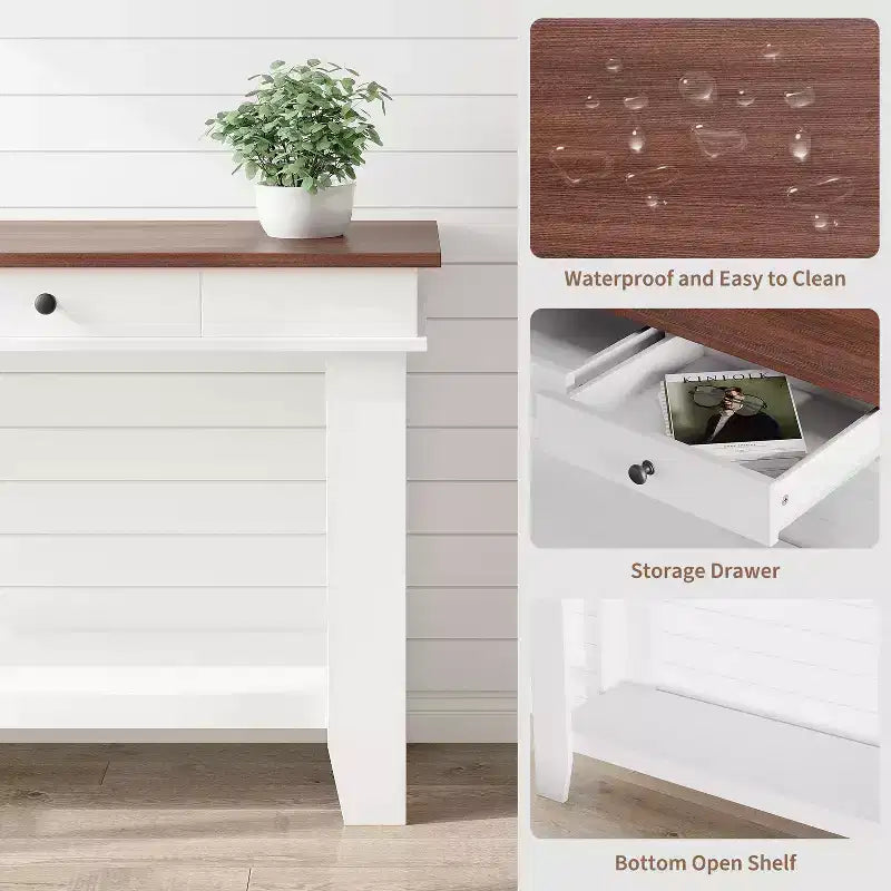 54-Inch 2-Drawer Console Table with Undershelf 2-Tier Modern Accent Table