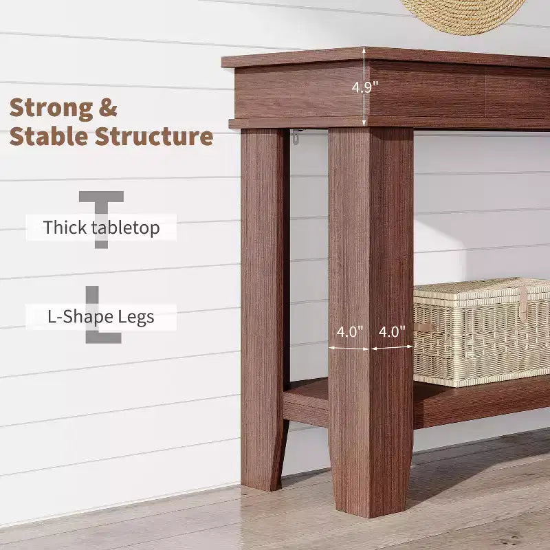 54-Inch 2-Drawer Console Table with Undershelf 2-Tier Modern Accent Table