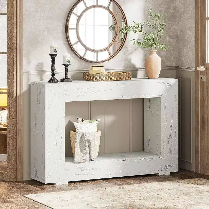 Lantine Farmhouse Console Table, 47 Inches Entryway Console Table with Storage, Industrial Hallway Accent Table for Living Room, Entrance