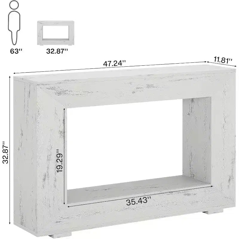 Console de ferme, table console d'entrée de 120 cm avec rangement, table d'appoint de couloir industrielle pour salon, entrée