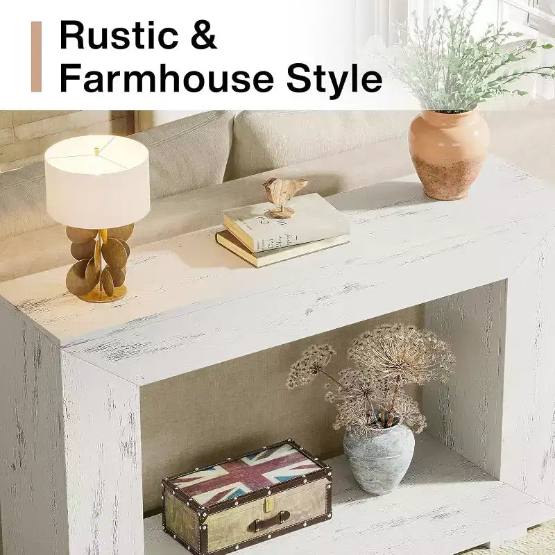Farmhouse Console Table, 47 Inches Entryway Console Table with Storage, Industrial Hallway Accent Table for Living Room, Entrance