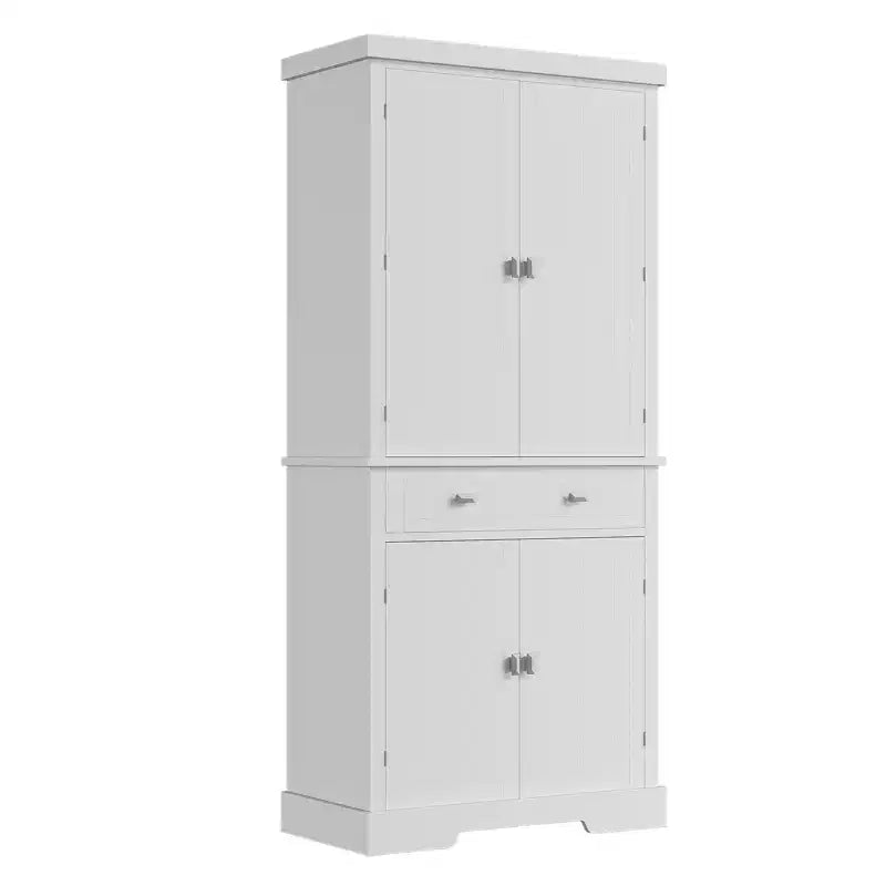 72 In chKitchen Pantry Cabinet,Pantry Storage Cabinet with 1 Drawer and 4 Doors, Adjustable Shelves,for Kitchen, Dining Room, white