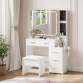 Sturdy Particle Board Vanity Desk Set - Stylish Dressing Table with Illuminated Smart Mirror, USB Socket & Ample Jewelry Storage Space