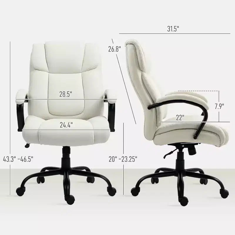 Executive Office Chair with Wide Seat, Computer Desk Chair with Adjustable Height, Swivel Wheels