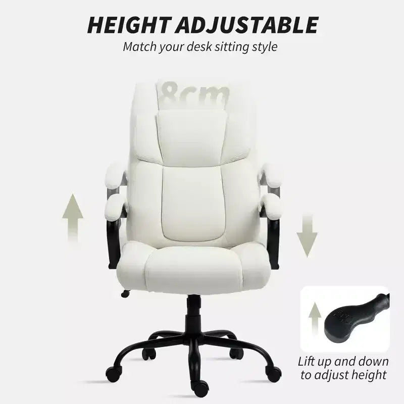 Executive Office Chair with Wide Seat, Computer Desk Chair with Adjustable Height, Swivel Wheels