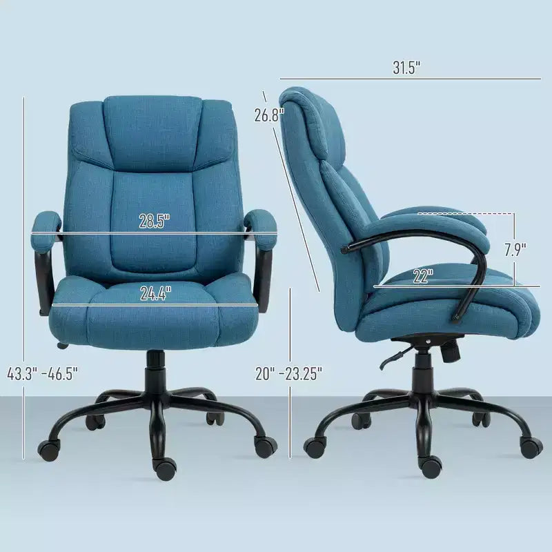Executive Office Chair with Wide Seat, Computer Desk Chair with Adjustable Height, Swivel Wheels