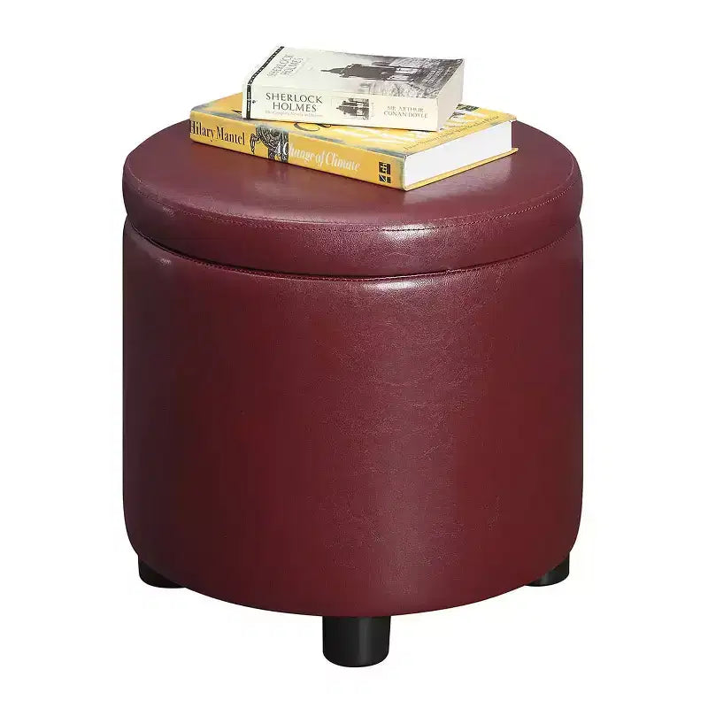 Pouf de rangement rond avec plateau réversible