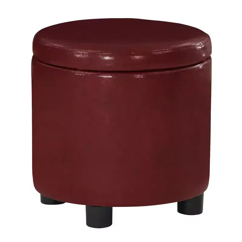 Pouf de rangement rond avec plateau réversible