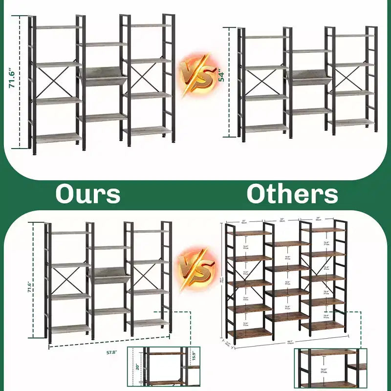 71.6H x 57.8W Bookcase, 4 Tier Bookshelf with 11 Open Display Shelves,Large Etagere Bookshelf Open Shelves for Home,Office