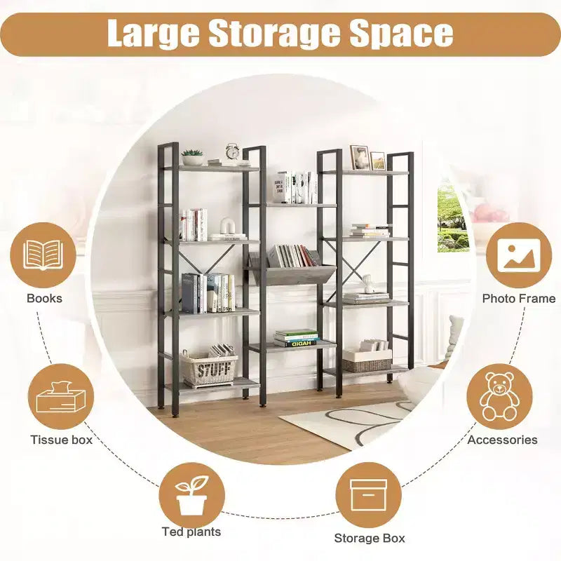 71.6H x 57.8W Bookcase, 4 Tier Bookshelf with 11 Open Display Shelves,Large Etagere Bookshelf Open Shelves for Home,Office