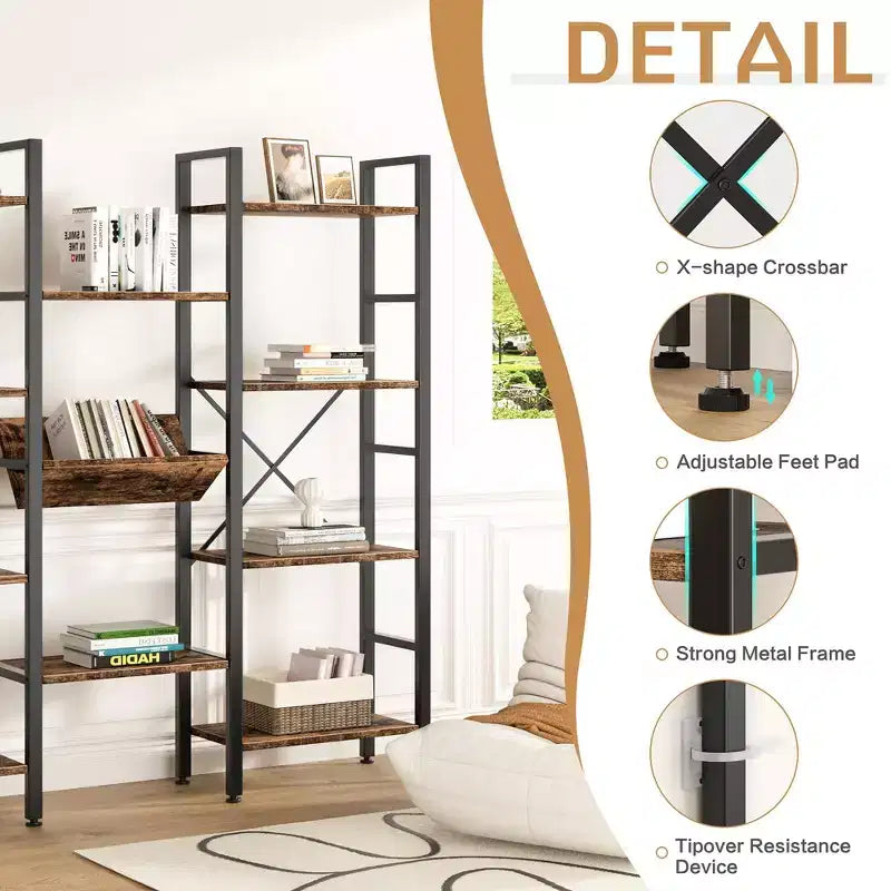 Étagère de 71,6 H x 57,8 L avec 11 étagères ouvertes, grande bibliothèque ouverte pour la maison et le bureau.