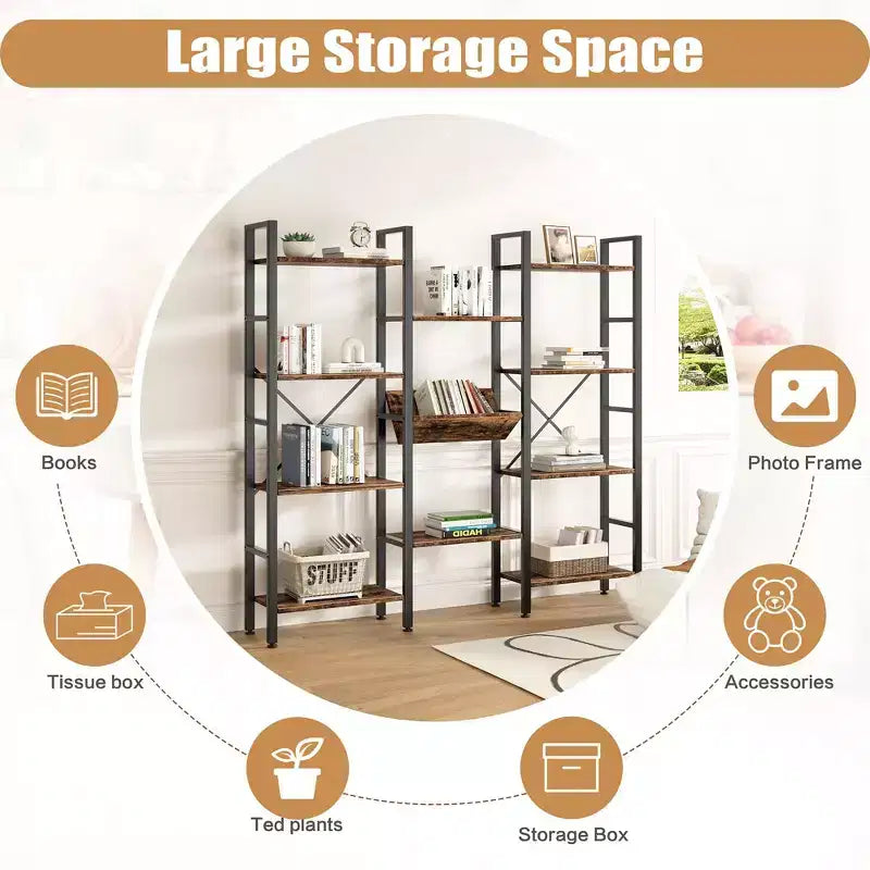 71.6H x 57.8W Bookcase, 4 Tier Bookshelf with 11 Open Display Shelves,Large Etagere Bookshelf Open Shelves for Home,Office