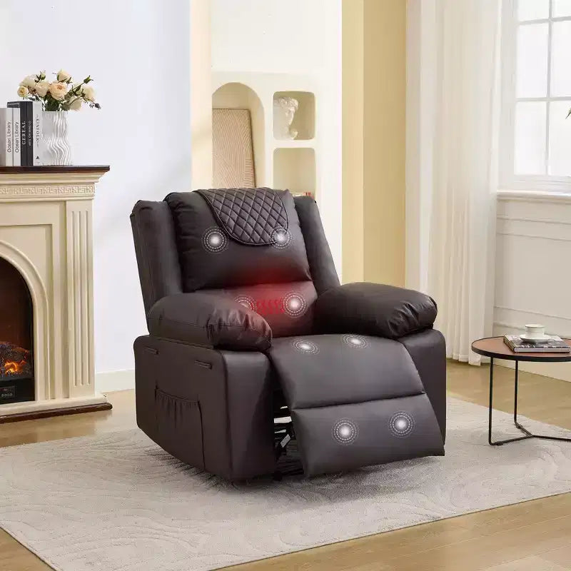 Adult Recliner Chair with Heating & Massage, 135 Adjustable Manual Recliner with Side Storage Pockets & Remote Control