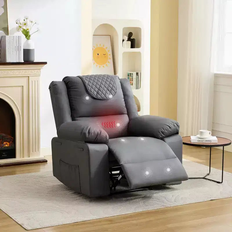 Adult Recliner Chair with Heating & Massage, 135 Adjustable Manual Recliner with Side Storage Pockets & Remote Control