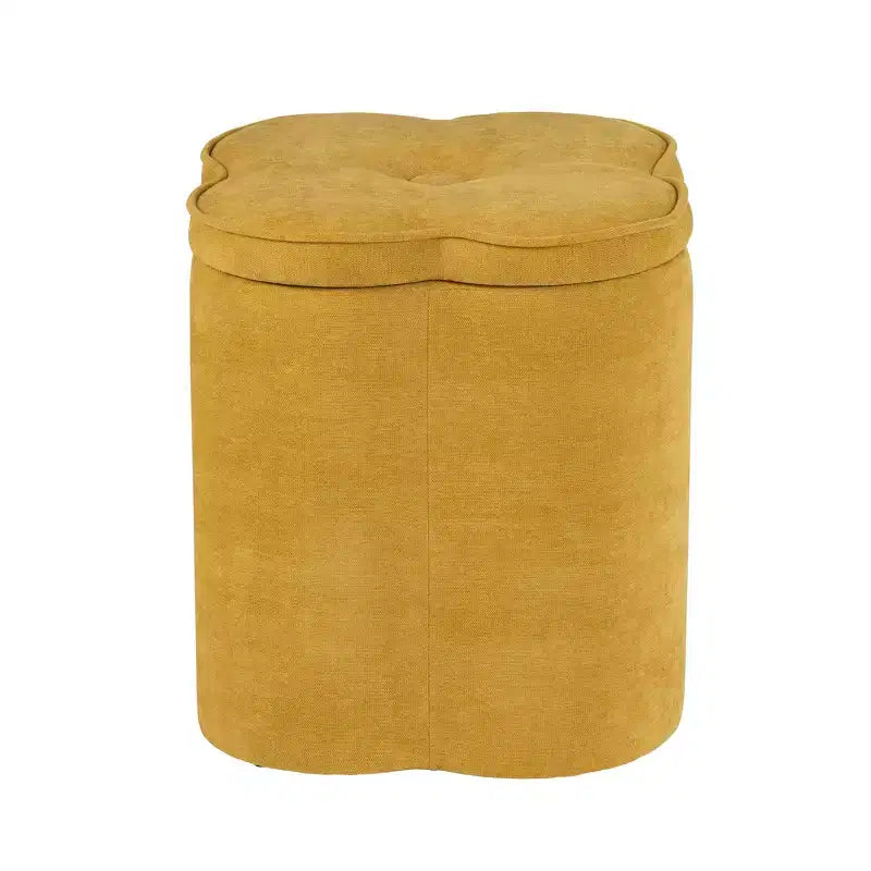 Crestview Collection Yellow Upholstered Flower Ottoman with Storage