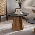 GDFStudio Parkey 23.62 Modern Round Coffee Table with Tree Bark Pattern