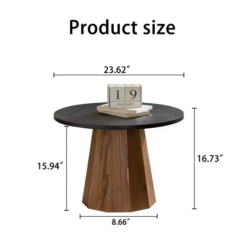 23.62 Modern Round Coffee Table with Tree Bark Pattern