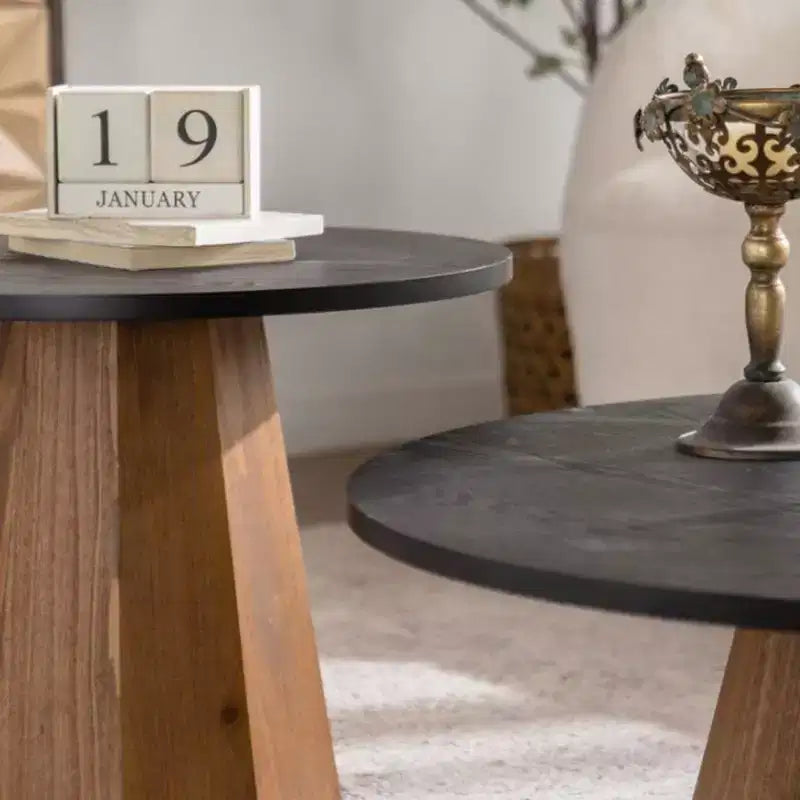 23.62 Modern Round Coffee Table with Tree Bark Pattern