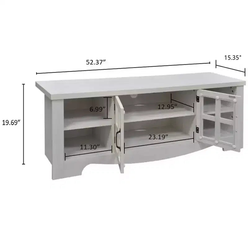 52.37 in. Wood TV Stand with 1 Glass-fronted Storage Cabinets Fits TV's up to 60 in.