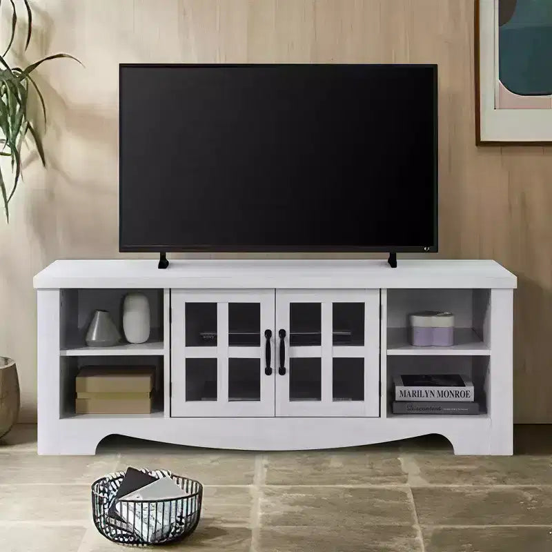 52.37 in. Wood TV Stand with 1 Glass-fronted Storage Cabinets Fits TV's up to 60 in.