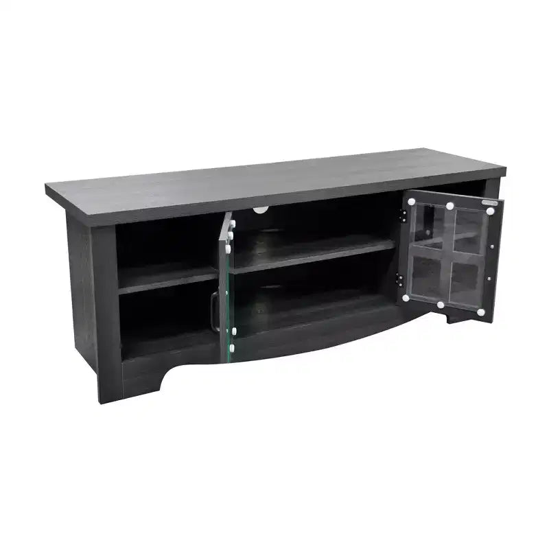 Meuble TV en bois de 133,07 cm avec 1 armoire de rangement vitrée, convient aux téléviseurs jusqu'à 152,4 cm.