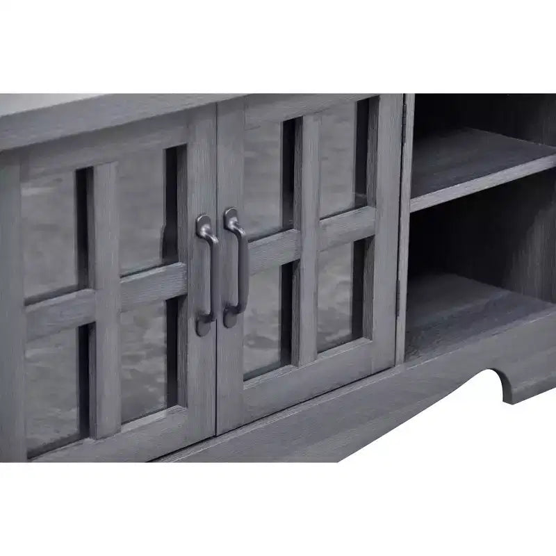 52.37 in. Wood TV Stand with 1 Glass-fronted Storage Cabinets Fits TV's up to 60 in.