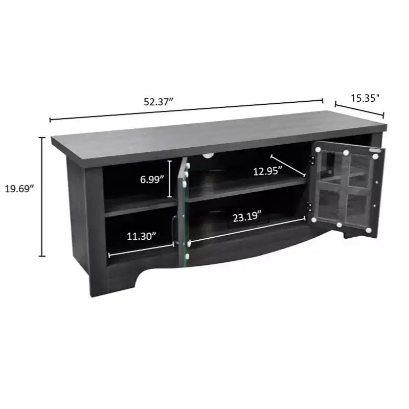 52.37 in. Wood TV Stand with 1 Glass-fronted Storage Cabinets Fits TV's up to 60 in.