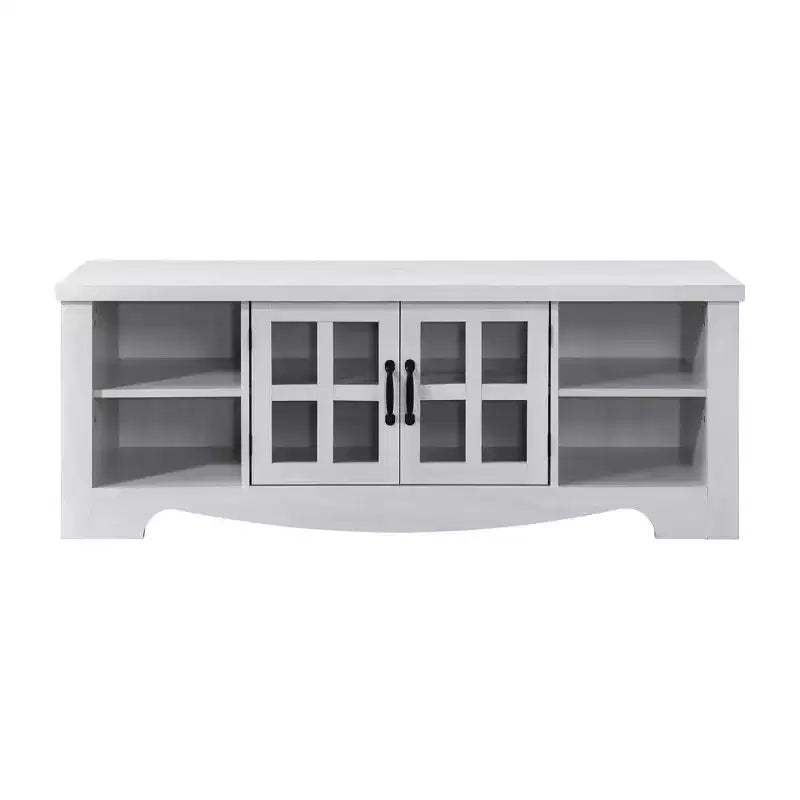 Meuble TV en bois de 133,07 cm avec 1 armoire de rangement vitrée, convient aux téléviseurs jusqu'à 152,4 cm.