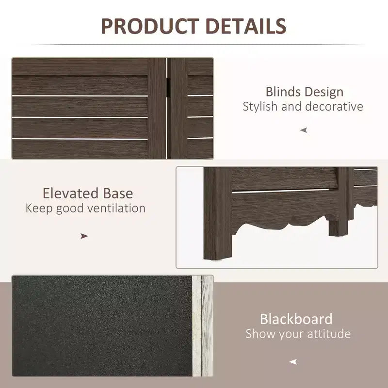 Wooden Room Divider with Blackboard, 4 Panel Folding Privacy Screen for Home Office, 5.5'