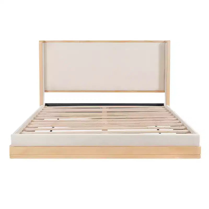 Mid-Century Modern Chenille Upholstered Platform Bed