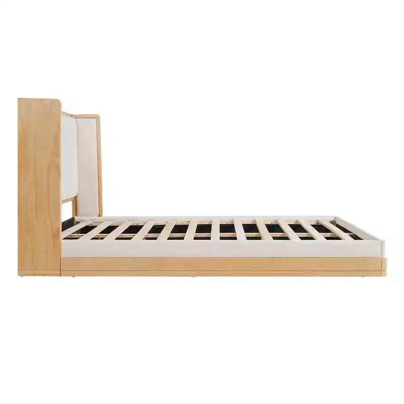 Mid-Century Modern Chenille Upholstered Platform Bed